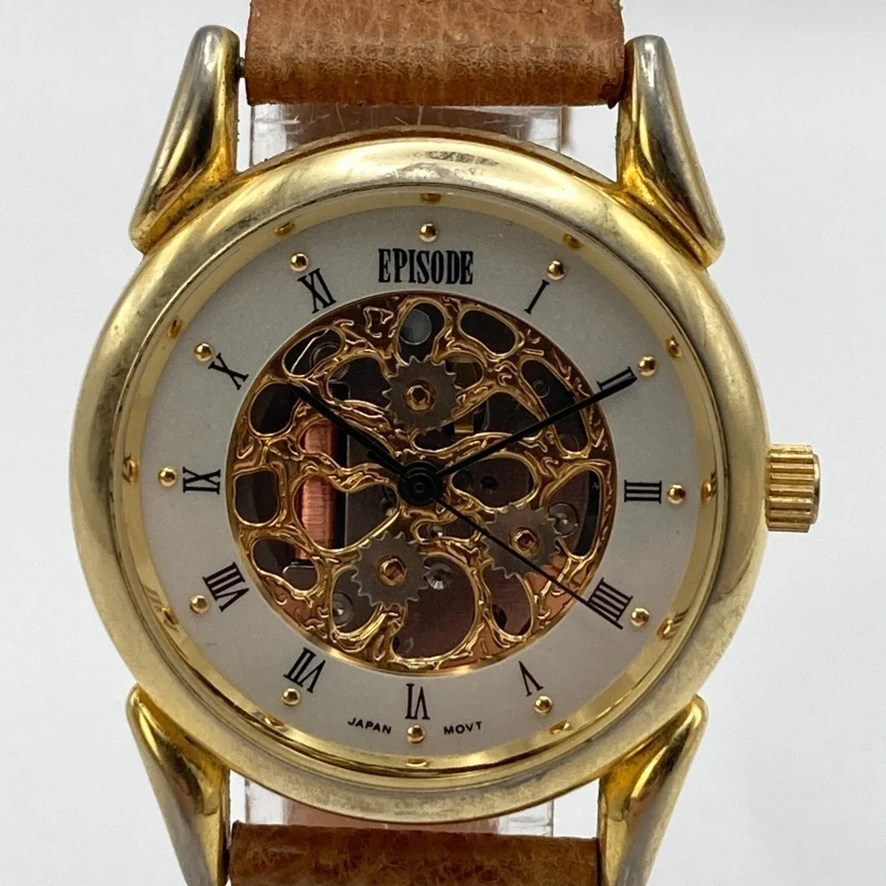 Vintage Episode Women's Watch 32mm Gold Tone Faux Skeleton New Battery 8